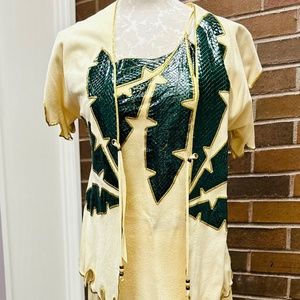 80s Vintage  MJ-Original Suede dress w/matching jacket. Fits 4-6 body size.